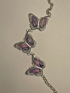 Miao Silver Plated Triple Butterfly Bracelet Purple-Luma Vale