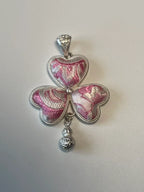 Miao Silver Plated Heart Clover Pendant Necklace Pink-Luma Vale
