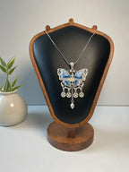 Miao Silver Plated Butterfly Pendant Necklace Blue-Luma Vale