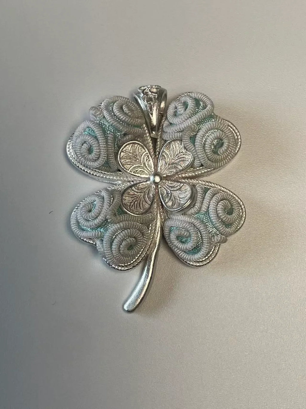 Miao Silver Plated Four Leaf Clover Pendant Necklace Mint-Luma Vale